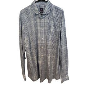 Johnnie-O Prep-Formance Men's Long Sleeve Shirt XL Bamboo Blend Blue White Check